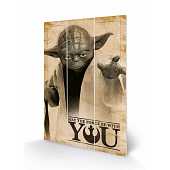 Star Wars - Yoda Que La Force Impression sur Bois 20 X 29.5 cm