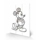 Mickey Mouse - Croquis Impression sur Bois 20 X 29.5 cm
