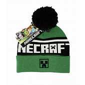 Minecraft - Bonnet à pompon Vert et Noir Logo de Creeper
