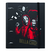 La Casa de Papel - Classeur Premium à 4 anneaux avec élastique 